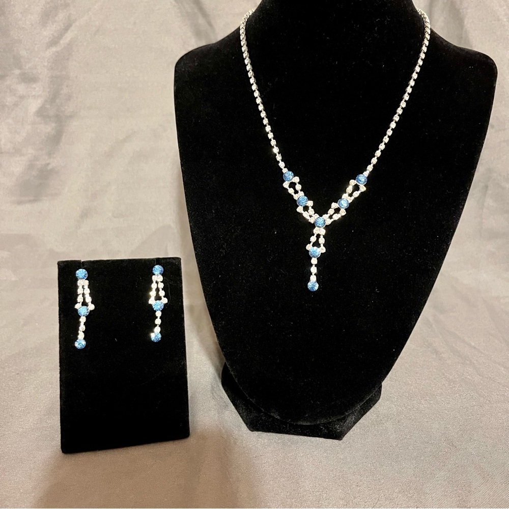 Prom/Special Occasion Necklace and Earrings, Light Blue